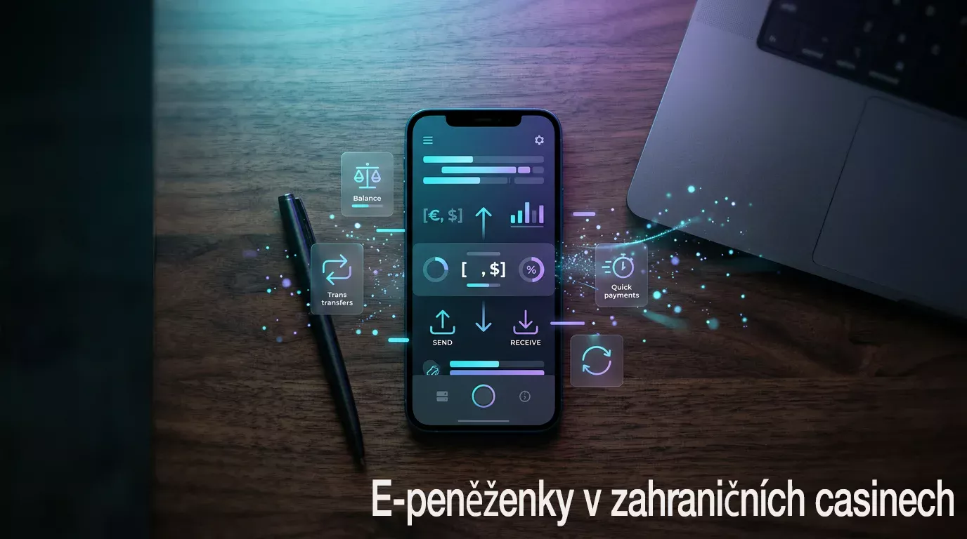 Ilustrace e-peněženek (Skrill, Neteller, PayPal) v zahraničních casinech.