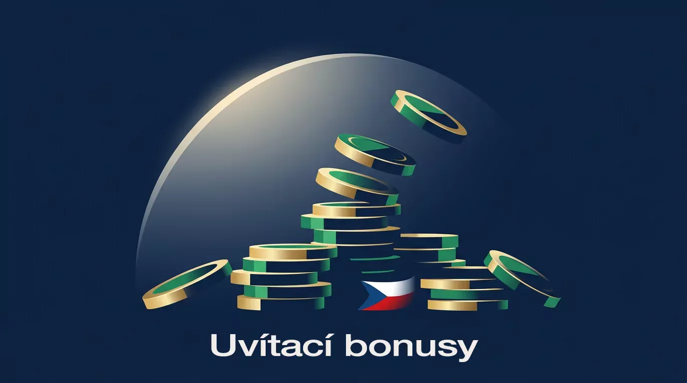 Editorial ilustrace symbolizující uvítací bonusy v zahraničních online casinech pro české hráče.